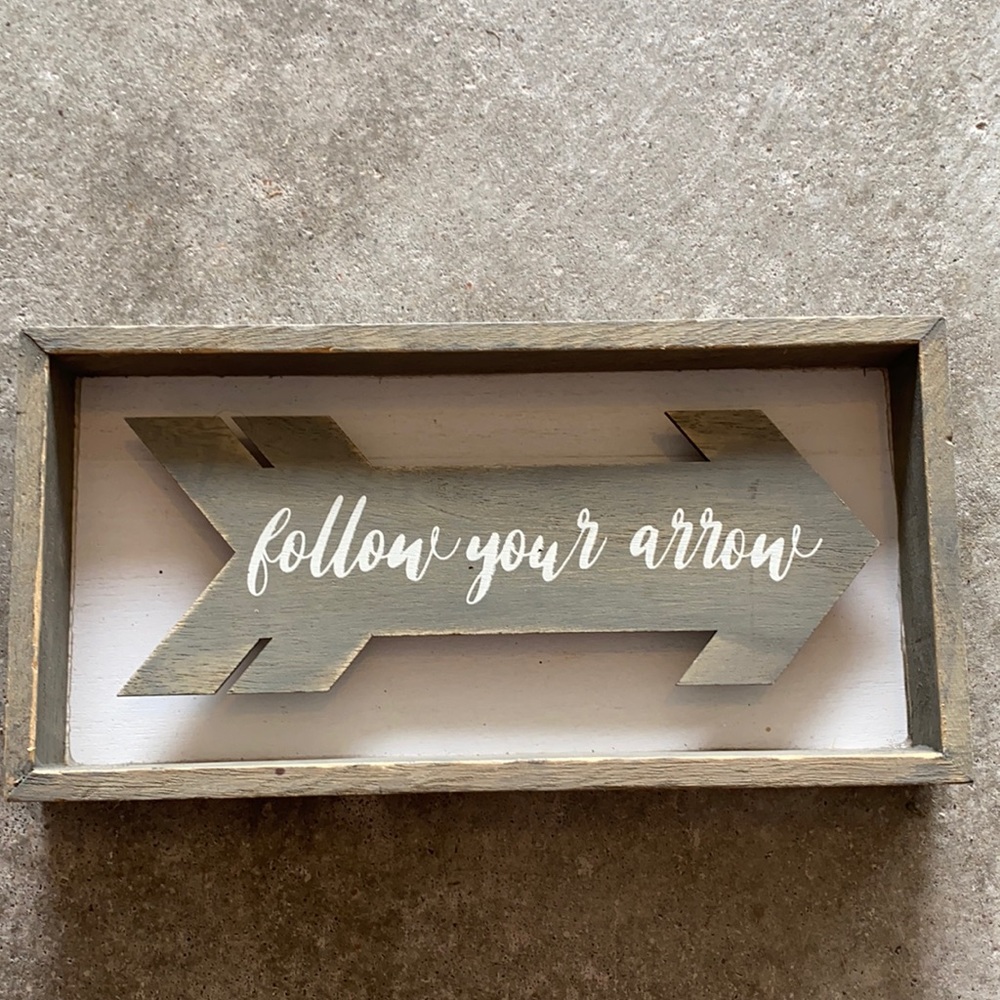 Gray “follow your arrow” sign!